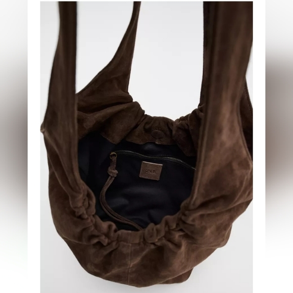 Zara Brown Suede Shoulder Bag - Picture 3 of 10